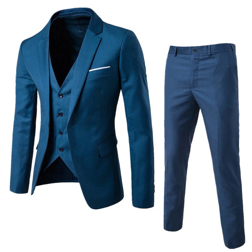 Men’S Suit Slim 3 Piece Suit Business Wedding Party Vest & Pants Coat