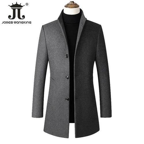 EUR Size XS-XXL Autumn Winter Thick Warm Stand-up Collar Woolen Men