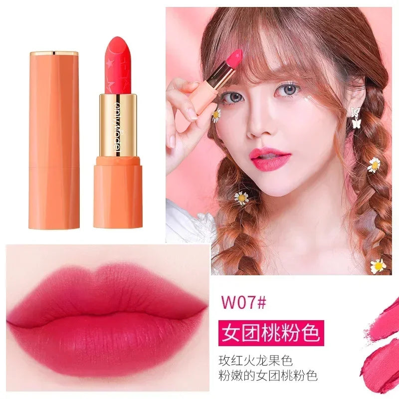 Orange Lipstick Lip Glaze Silky Smooth Matte Lip Gloss Carrot Bright Color Lasting Lip Stick Sexy Women Cosmetics Makeup Product