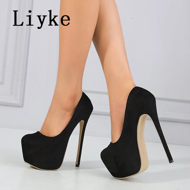 Hlieny Spring Women Pumps Fashion Platform Round Toe Shallow Slingback High Heels Pole Dance Shoes Ladies Party Dress Stiletto