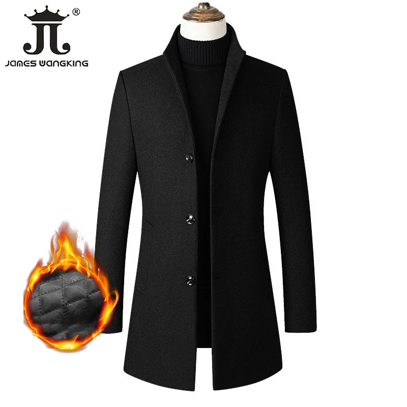 EUR Size XS-XXL Autumn Winter Thick Warm Stand-up Collar Woolen Men