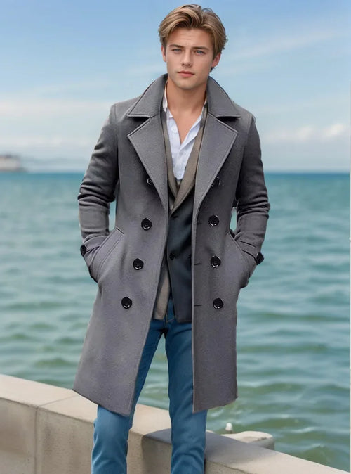 Elegant Men's Casual Windbreaker Coat for Autumn and Winter, Solid