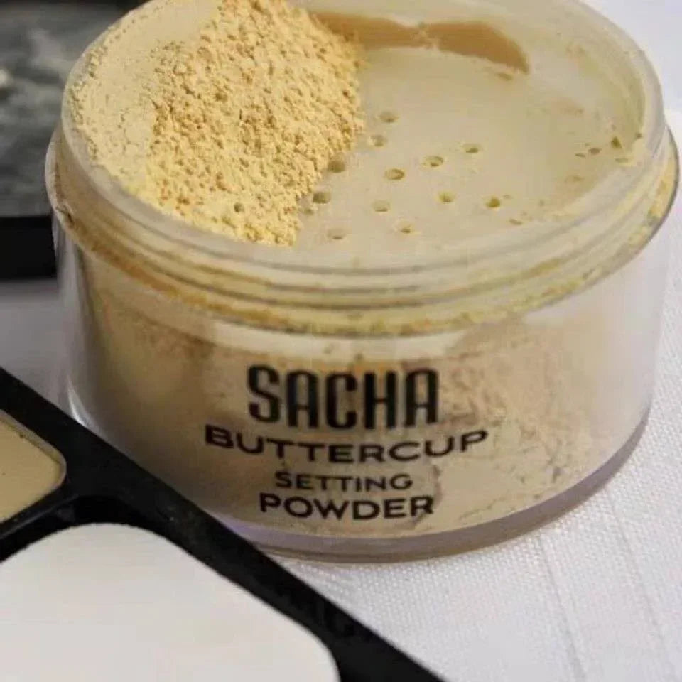 Sacha Buttercup Setting Powder Translucent Face Powder to Set Makeup Foundation or Concealer Finish Loose Powder Foundation