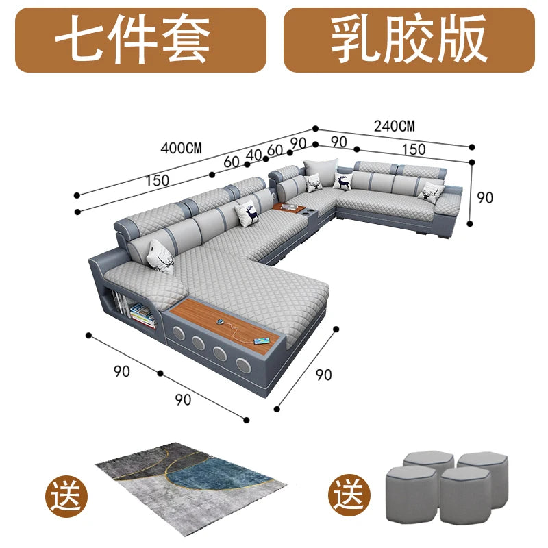 Washless technology cloth latex modern simple size apartment living room corner cloth sofa combination can be disassembled and w