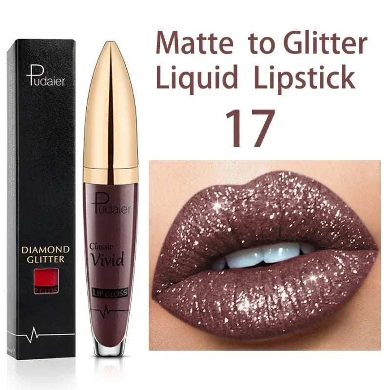 Matte Glitter Liquid Lipsticks Diamond Shiny Lip Gloss Waterproof Long Lasting Pearl Lipgloss Women Lip Tint Makeup Maquillaje