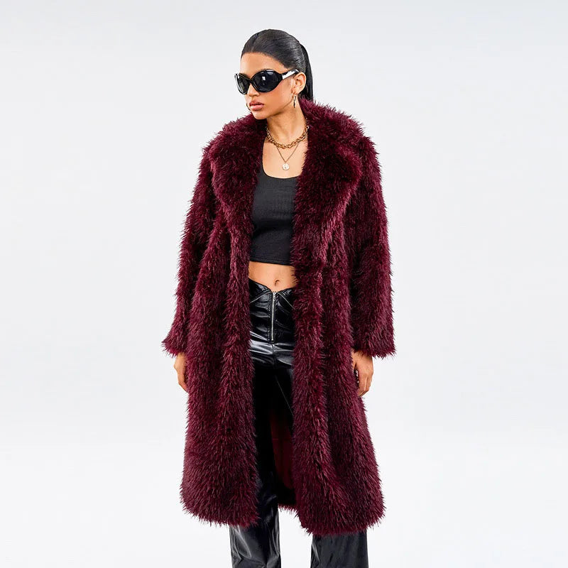 Fur & Faux Fur 2024 New Fashion Temperament Women's Fur Coat Winter Solid Color Lapel High Quality Women Fur Coat Qvercoat H175