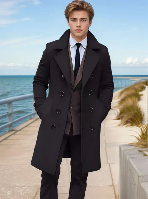 Elegant Men's Casual Windbreaker Coat for Autumn and Winter, Solid