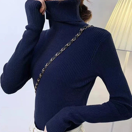 Women Fall Turtleneck Sweater Knitted Soft Pullovers Cashmere Jumpers