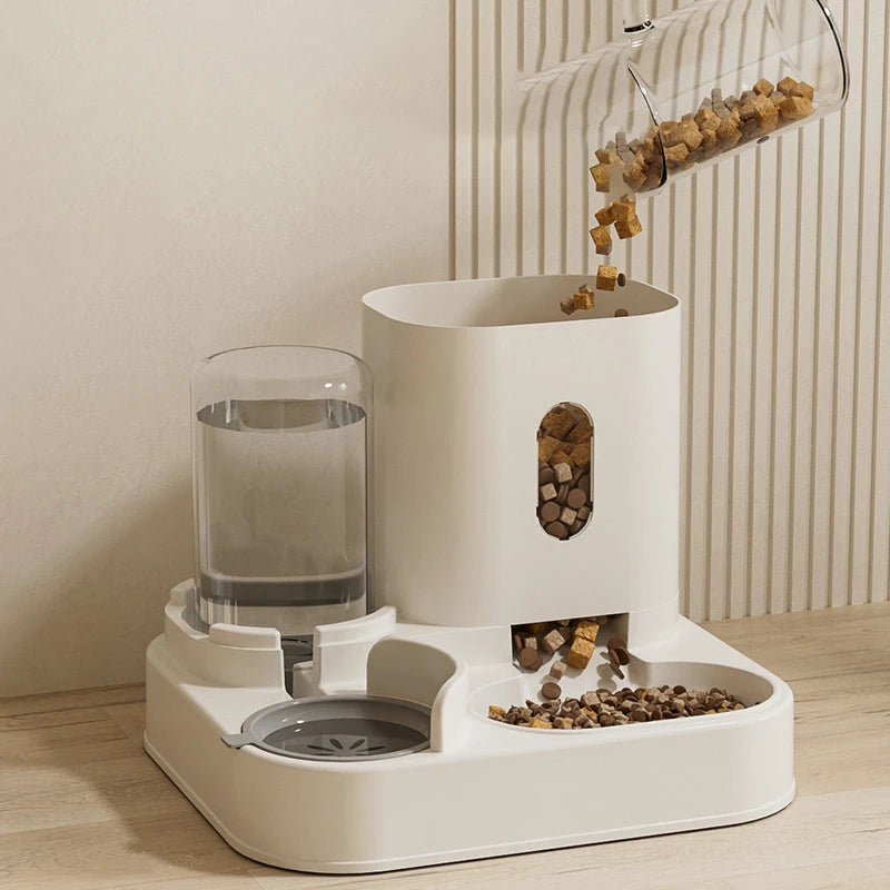 Automatic Feeder Cat Dog Food Bowl With Water Fountain Pet Large Capacity Raised Stand Dish Bowl For Cat Drinker Accessories