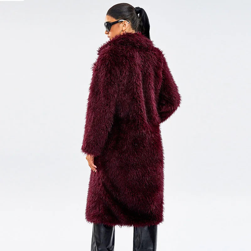 Fur & Faux Fur 2024 New Fashion Temperament Women's Fur Coat Winter Solid Color Lapel High Quality Women Fur Coat Qvercoat H175