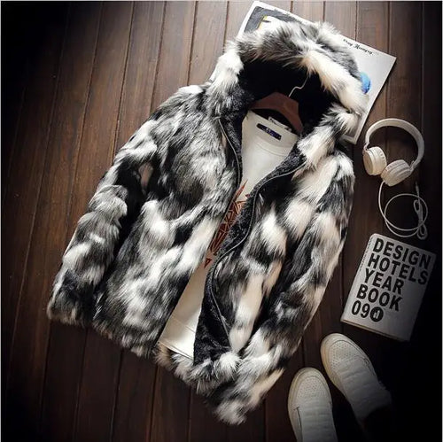 Winter Faux Fur Thick Mens Jackets & coats Fashion Men and Women