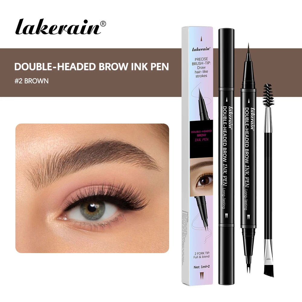 2 In 1 Eyebrow Pencil Waterproof Eye Brow Pencil Perfect Eyebrows Waterproof Makeup Brushes Eyeliner For Set Pen Brown