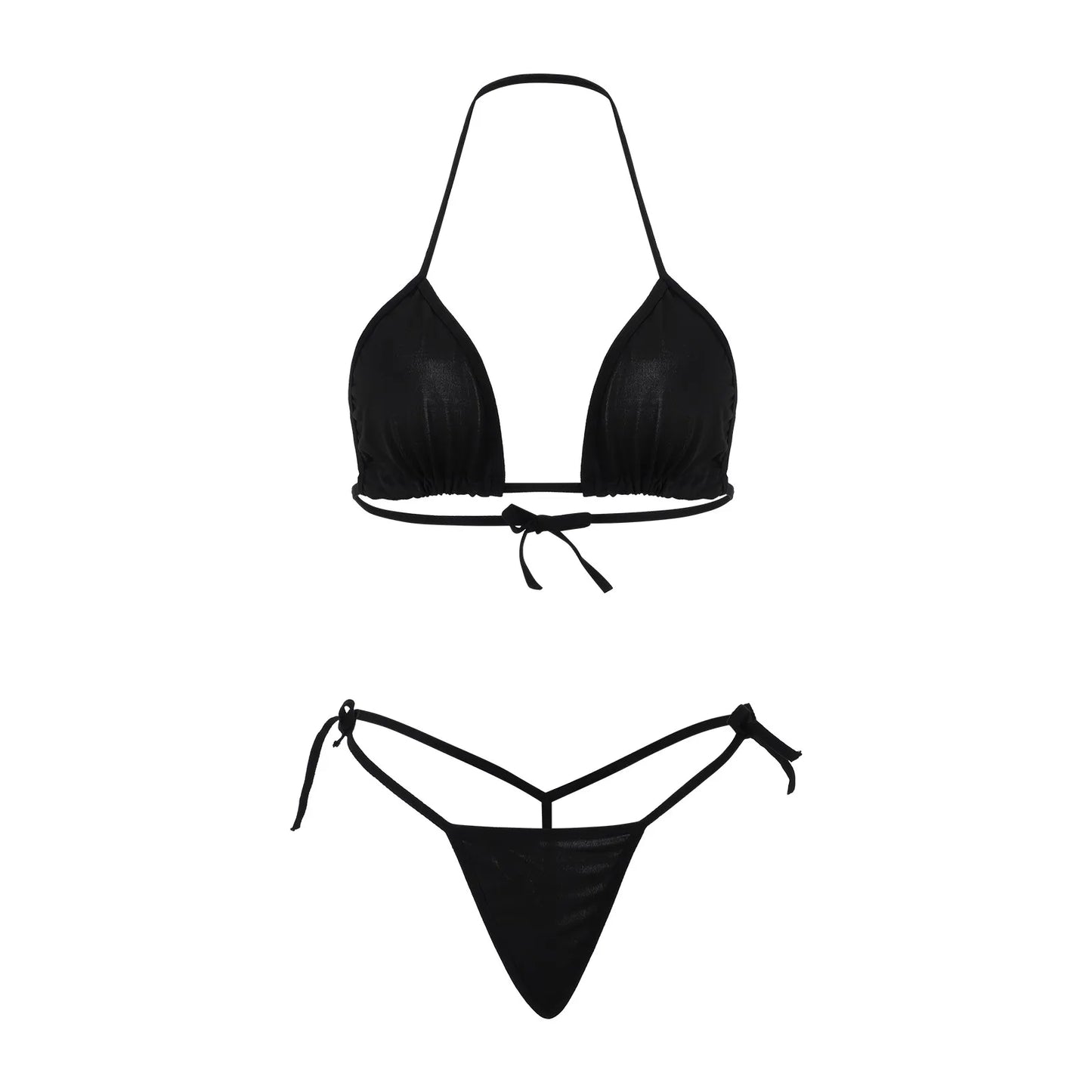 Sexy Bikini Swimsuit Three Point Bathing Suit Swimwear Women High Cut Side Ties Summer Beach Wear Solid Bandage Lingerie