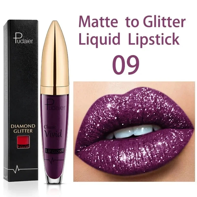 Matte Glitter Liquid Lipsticks Diamond Shiny Lip Gloss Waterproof Long Lasting Pearl Lipgloss Women Lip Tint Makeup Maquillaje