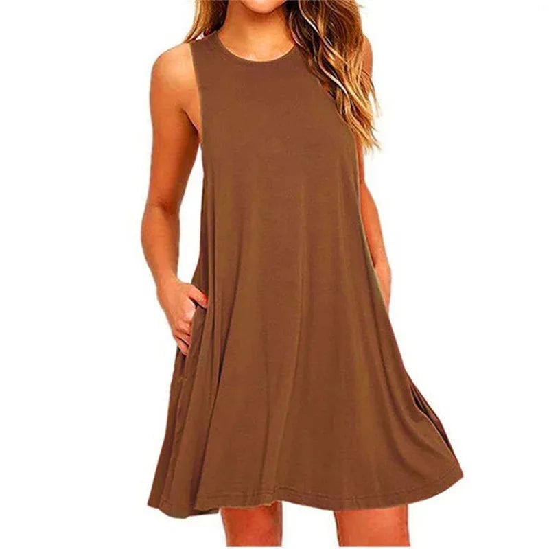 Women's Dress Summer Casual T Shirt Dresses Beach Cover up Plain