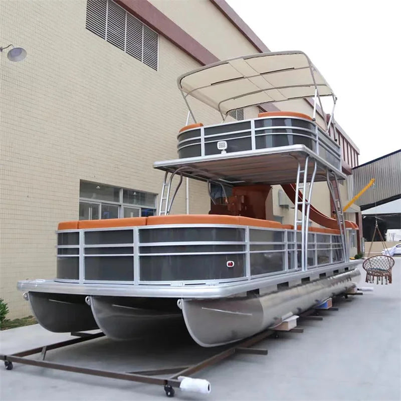 Fish And Cruise Pontoon Boats Nice Decking double deck Luxury Recreational Floating Aluminum Pontoon