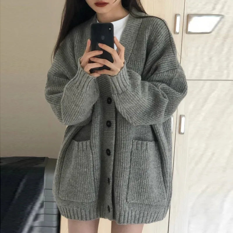 Autumn Winter Women Cardigan Sweater Coats Fashion Female Long Sleeve