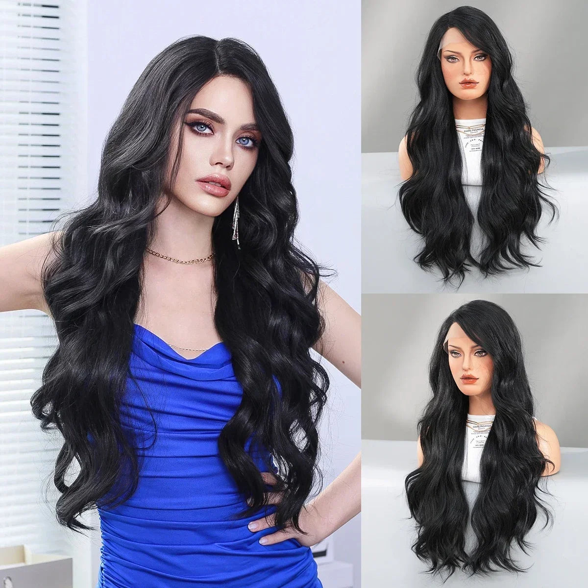 9Color Long Ombre Dream Mixed Blue Purple Highlights Long Wavy Wig For Women’s Christmas Halloween Cosplay Costume Party Wigs