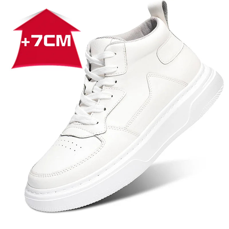 Genuine Leather MEN'S 7cm height increasing sneakers fashion casual shoes mens outdoor running sneakers size 36-44 luxury