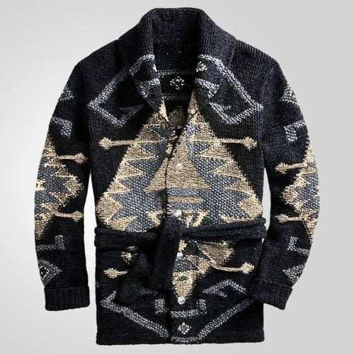 Temperament Menswear American Retro Heavy Jacquard Fashion Knitwear