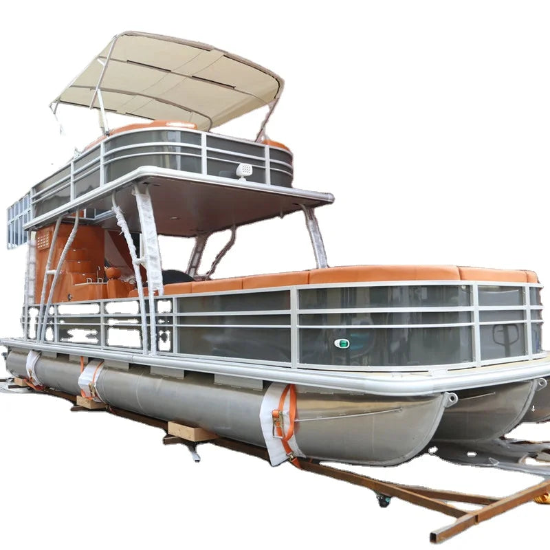 Fish And Cruise Pontoon Boats Nice Decking double deck Luxury Recreational Floating Aluminum Pontoon