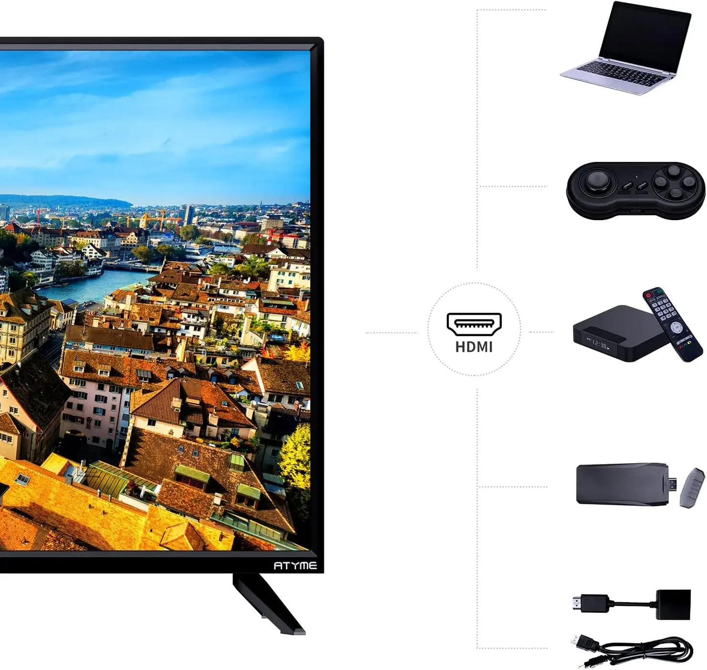 32-inch Class 60Hz 720p HD LED TV Flat Screen 1*USB 3* HDMI 1*VGA ARC Dual Channel 8W Speakers Monitor Television 320GM5HD