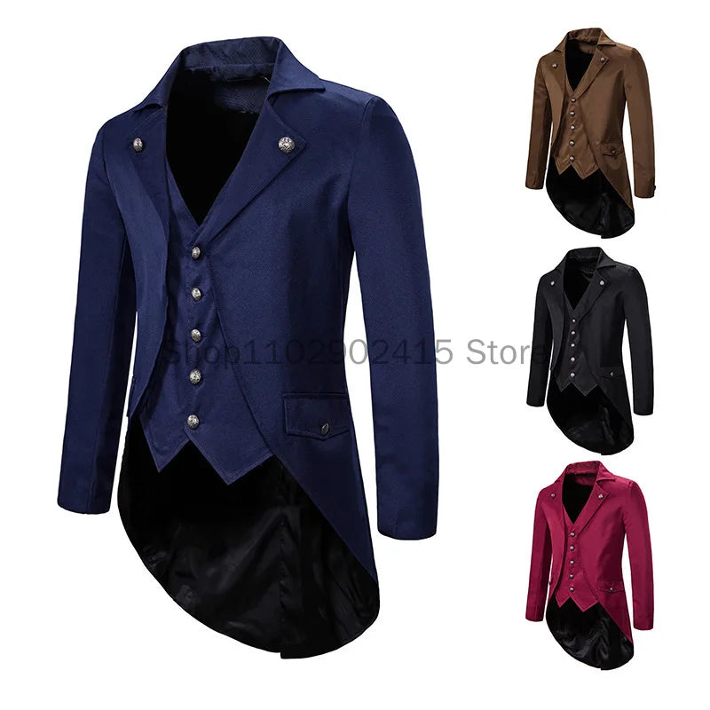 2023 Medieval Gothic Steampunk Men Victorian Tuxedo Jacket Men's