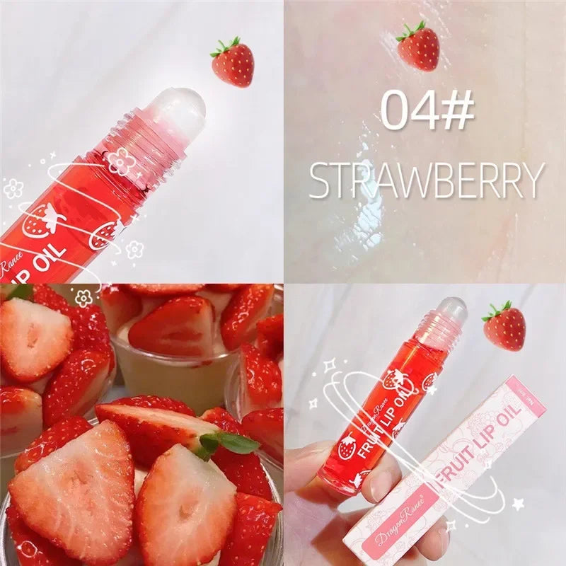 Fruit Lip Gloss Transparent Lip Oil Moisturizing Reducing Lip Lines Nourishes Lips Waterproof Long-lasting Liquid Lips Cosmetics