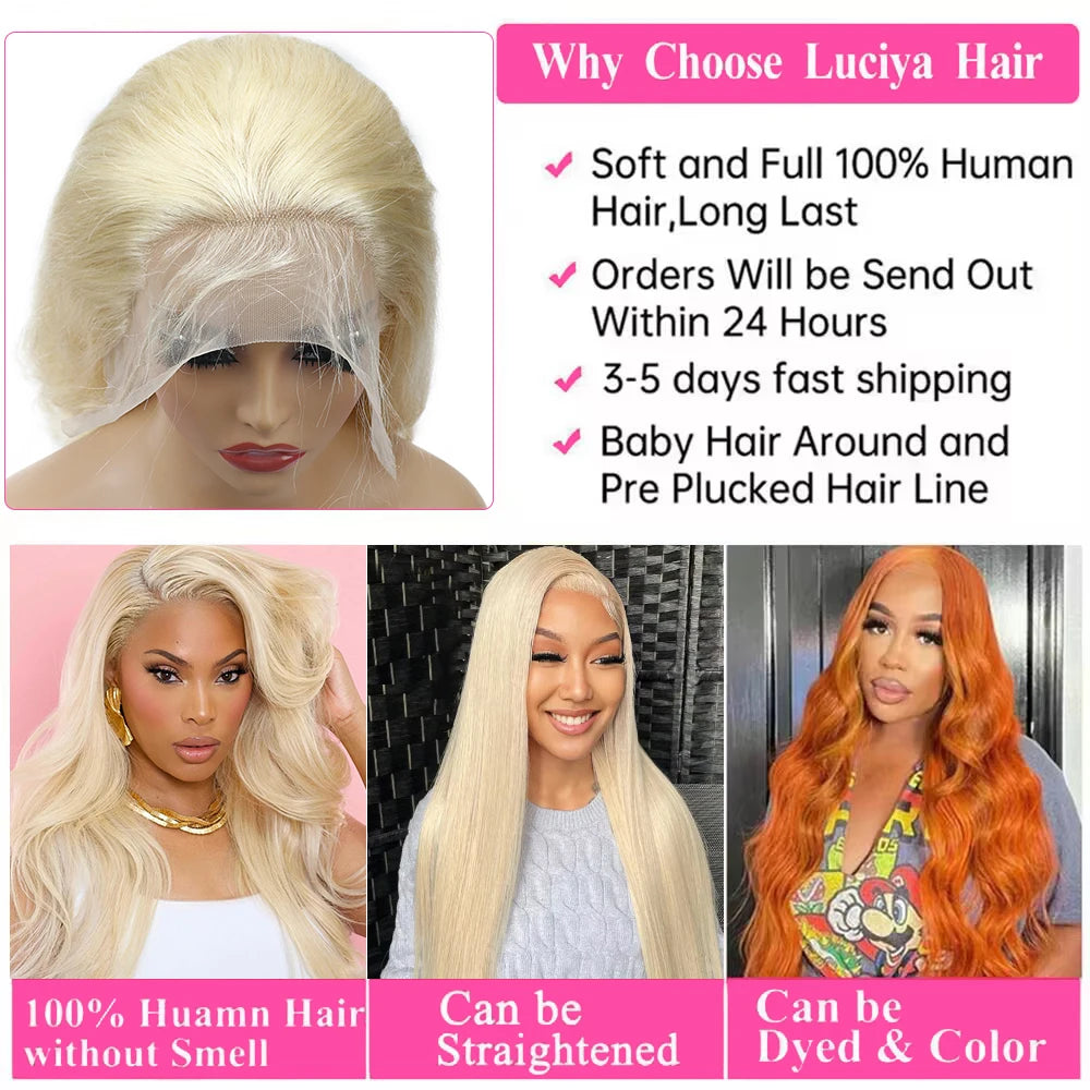 13x4 Lace Frontal Colored Wig 200 Density Straight Blonde 613 HD Lace Frontal Wig 13x6 Brazilian Human Hair Wigs For Black Wome