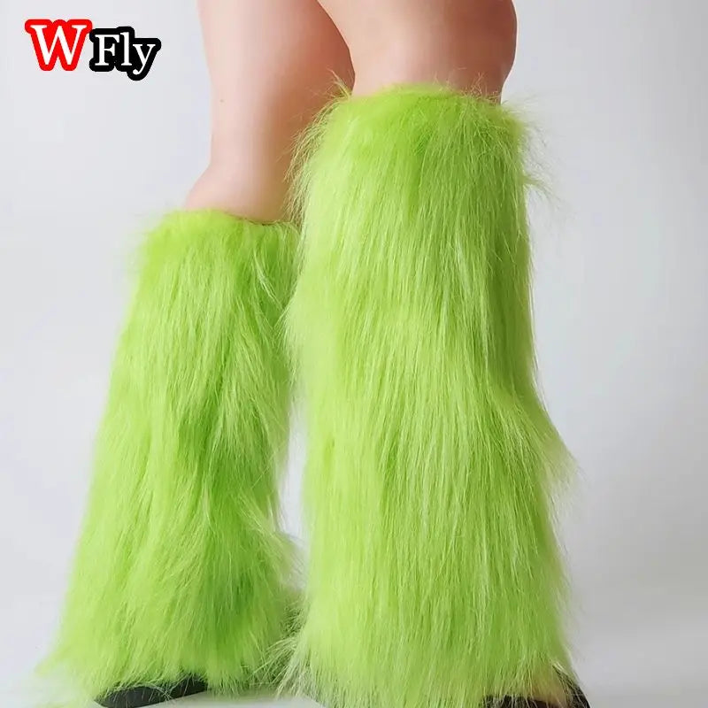 Women Girls Harajuku fur Winter furry Leg Warmer Lady Stockings Gothic Lolita cosplay sweet Lolita Warm Boots furry Leg warmers