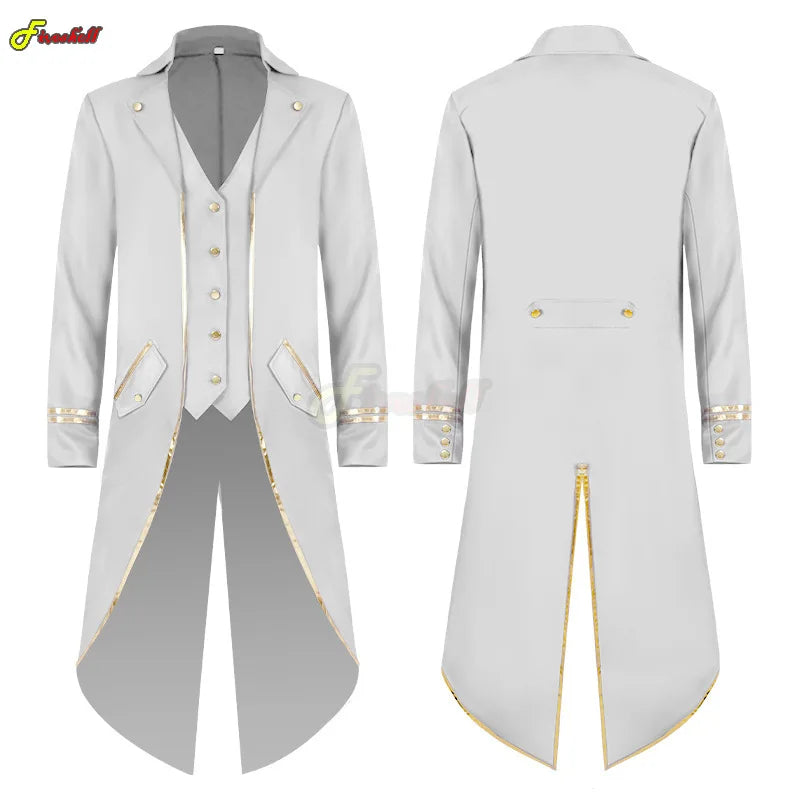 Classic Medieval Men Costume Jacquard Stand Collar Larp Halloween