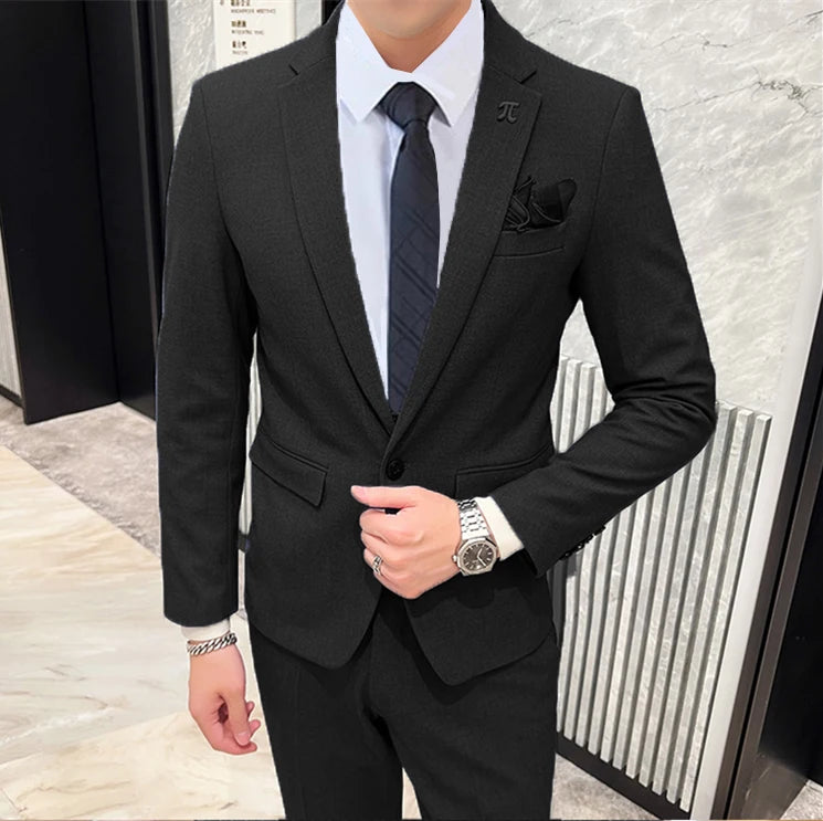 Men Boutique Three Piece Suit Set Jacket Pants Vest / Male Business One Button Blazers Coat Waistcoat Trousers Large Size M-6XL