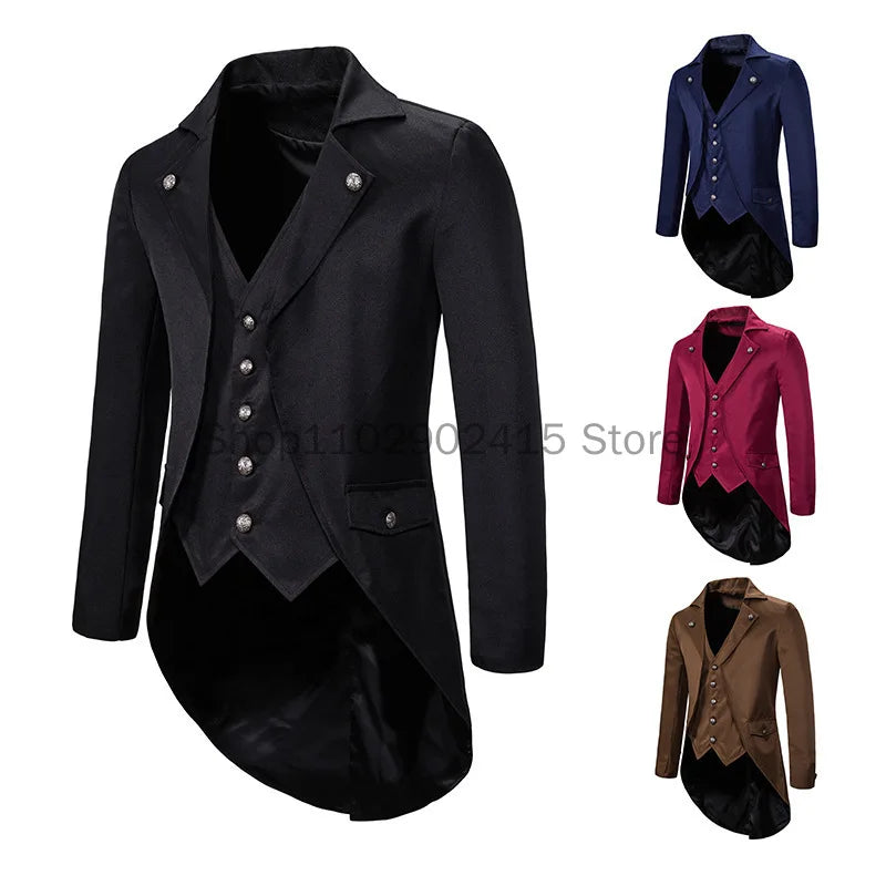 2023 Medieval Gothic Steampunk Men Victorian Tuxedo Jacket Men's