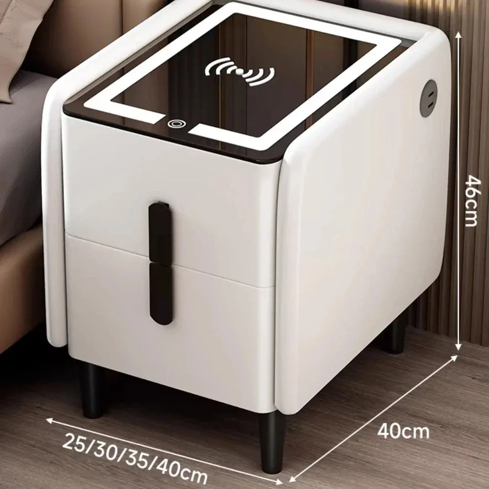 Smart Bedside Table Minimalisms Night Stand with Drawer with Wireless USB Charging Minimalism LED Ultra Smarts Bedside Table