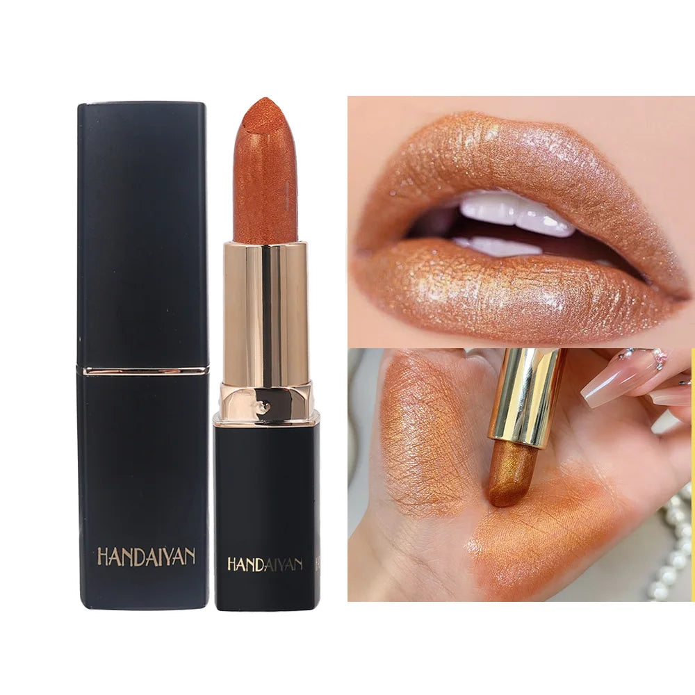 Diamond Shiny Lipstick Moisturizing Long Lasting Waterproof Pearl Lip Gloss Glitter Shimmer Sexy Lipsticks Lips Makeup Cosmetics