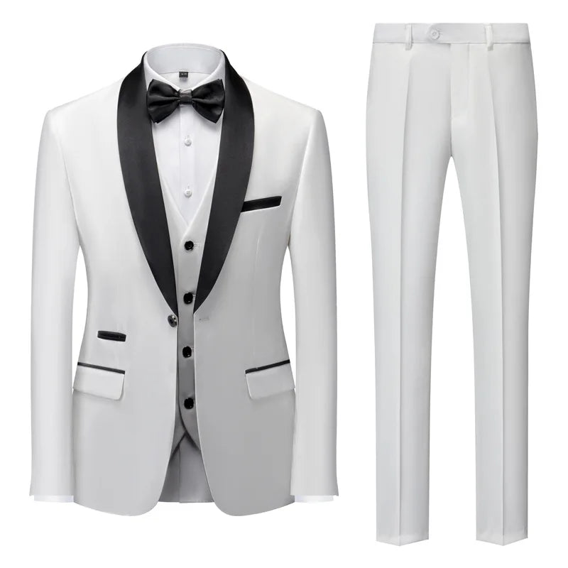 Plus Size S-6XL Men's Casual Business Suits High End Brand Boutique Fashion Blazer Vest Pants Groom Wedding Dress Three-pieces