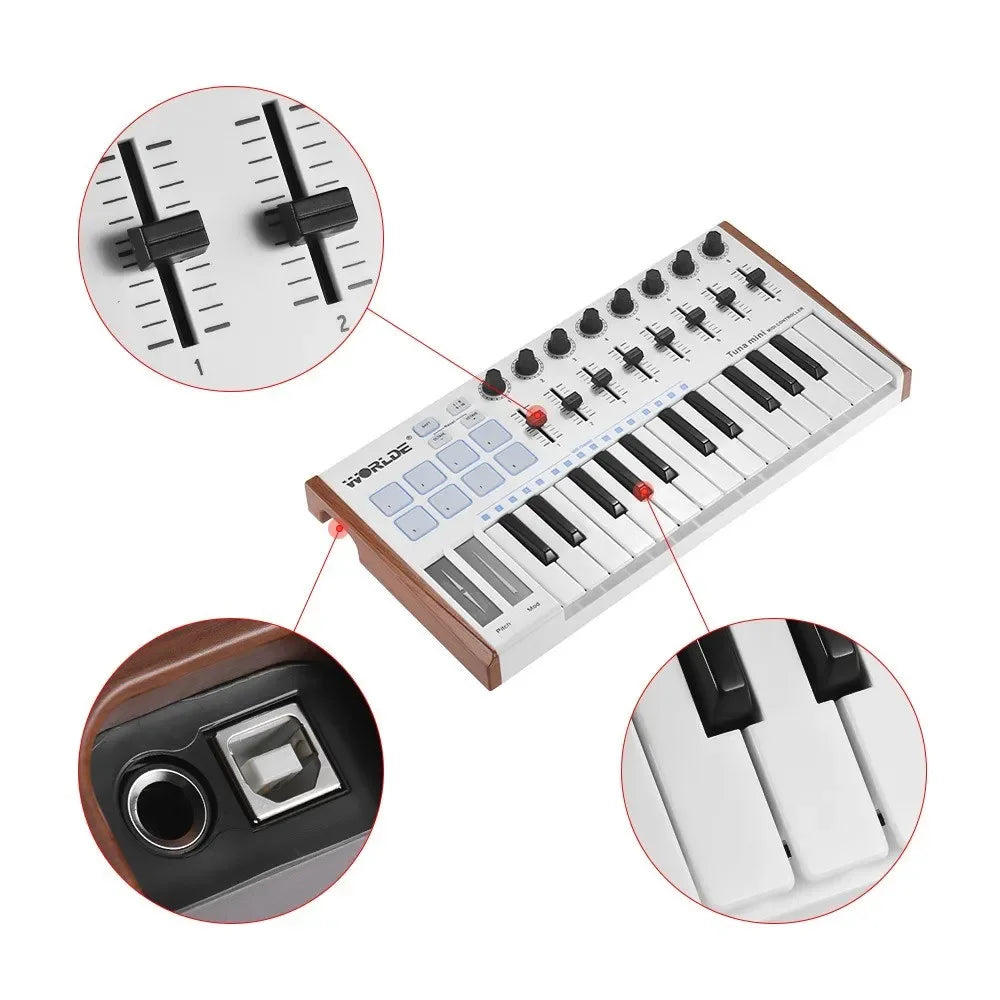 TUNA MINI Ultra-Portable 25-Key USB MIDI Keyboard Controller