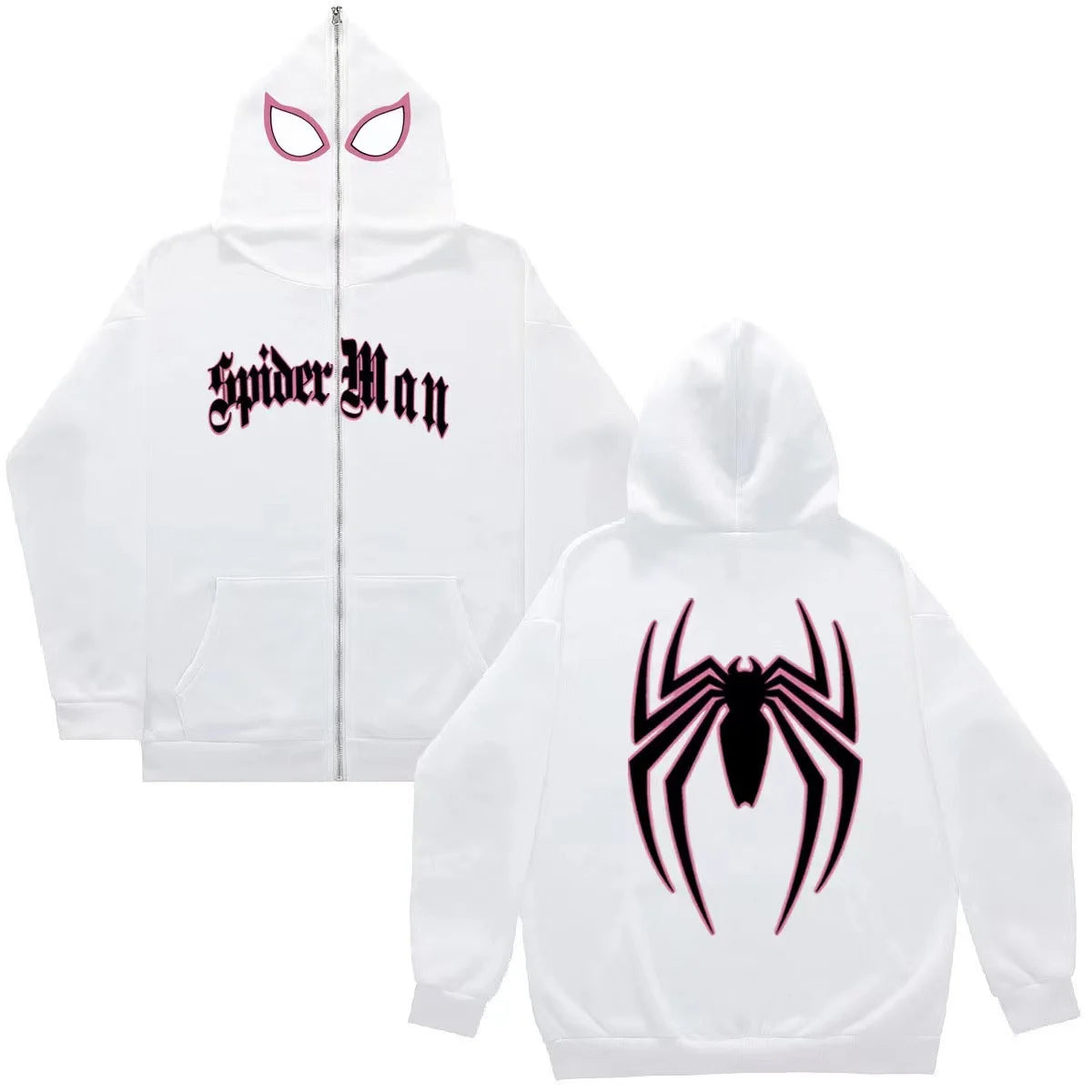 Y2k Spider Print Hoodies Women Men Hip Hop Zipper Long Sleeve Jacket