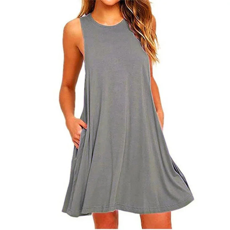 Women's Dress Summer Casual T Shirt Dresses Beach Cover up Plain