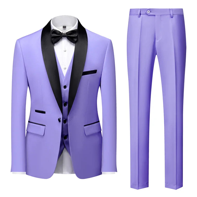 Plus Size S-6XL Men's Casual Business Suits High End Brand Boutique Fashion Blazer Vest Pants Groom Wedding Dress Three-pieces