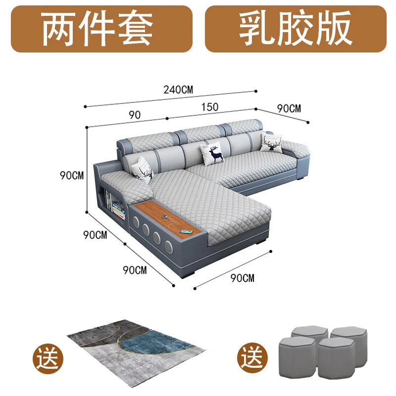 Washless technology cloth latex modern simple size apartment living room corner cloth sofa combination can be disassembled and w