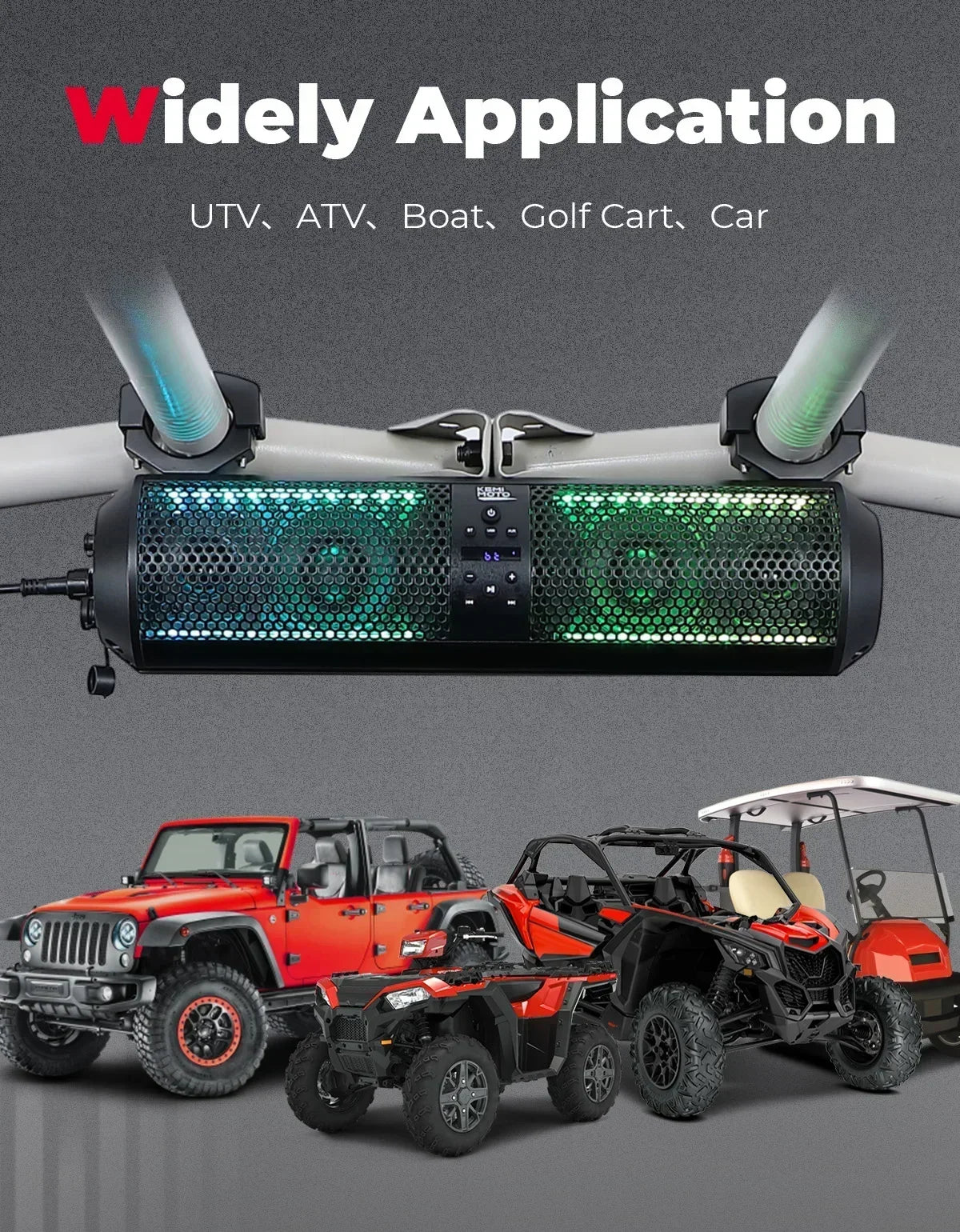 UTV  Bluetooth Remote Control Speakers 1.56-2.25" Compatible with Polaris RZR 800 900 XP 1000 Turbo for Can-Am X3 for Cf moto