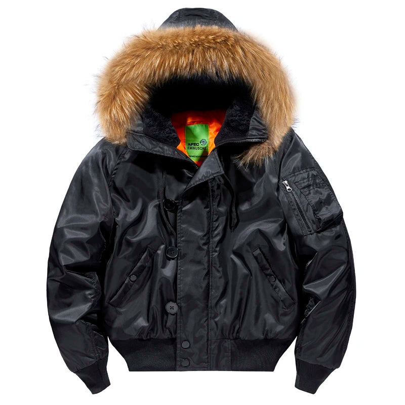 Military Fur Collar Hood Warm Tactical Bomber Winter Jackets Men