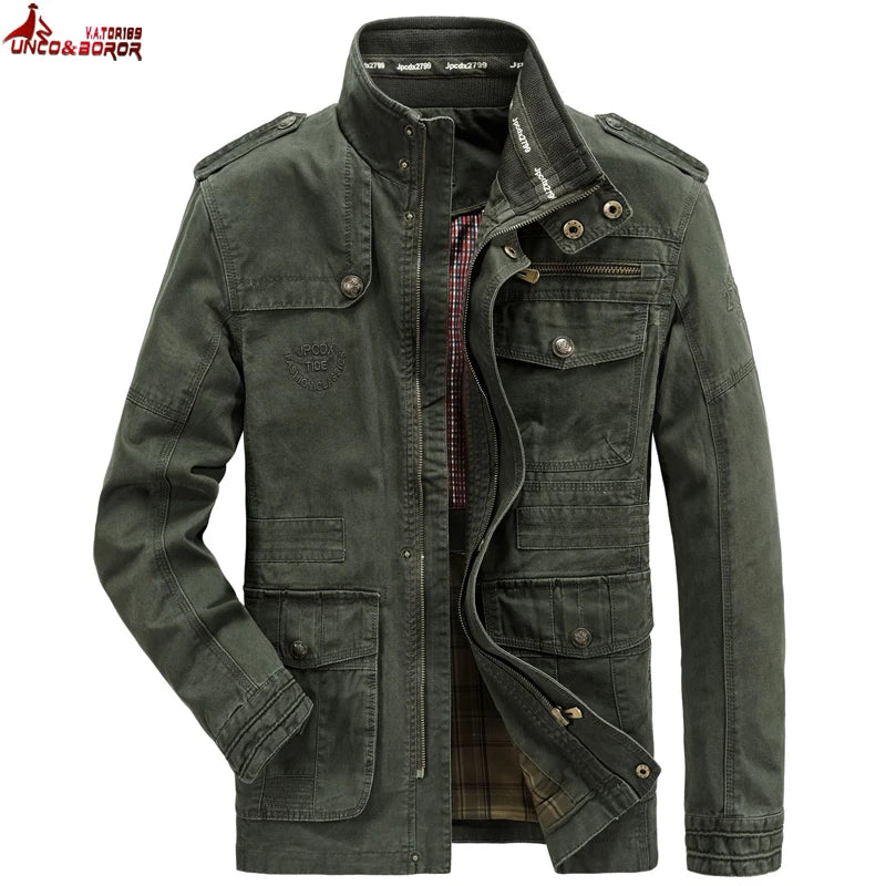 Autumn winter Jacket Men Pure Cotton Business Casual Cargo Jackets