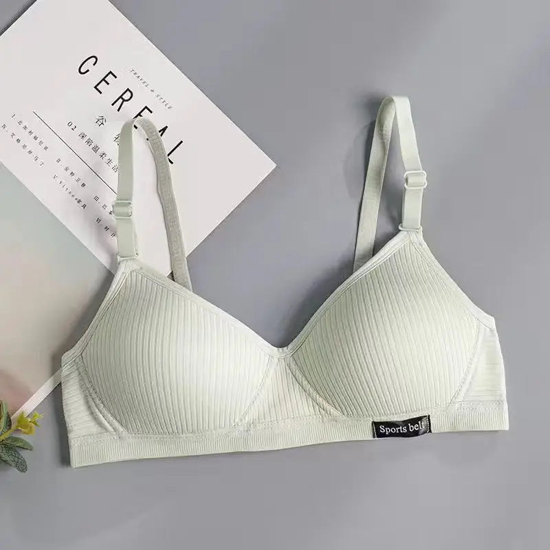 Cotton Women's AB cup Bra Underwear Wireless Gathering ComfortableV-Bra Women's Upward Push Underwear