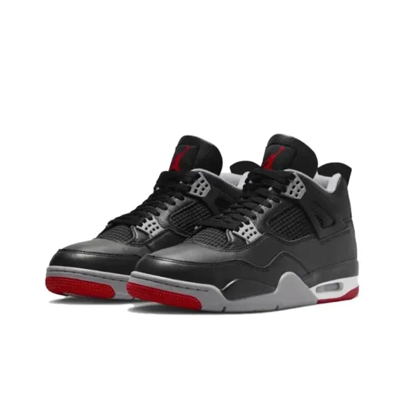 Nike Air Jordan 4 "Bred Reimagined "Wear-resistant Mid-top Retro Basketball Shoes for Men's The Same Black and Red FV5029-001