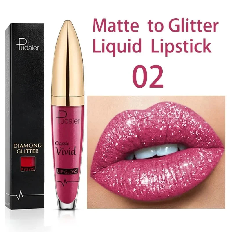 Matte Glitter Liquid Lipsticks Diamond Shiny Lip Gloss Waterproof Long Lasting Pearl Lipgloss Women Lip Tint Makeup Maquillaje