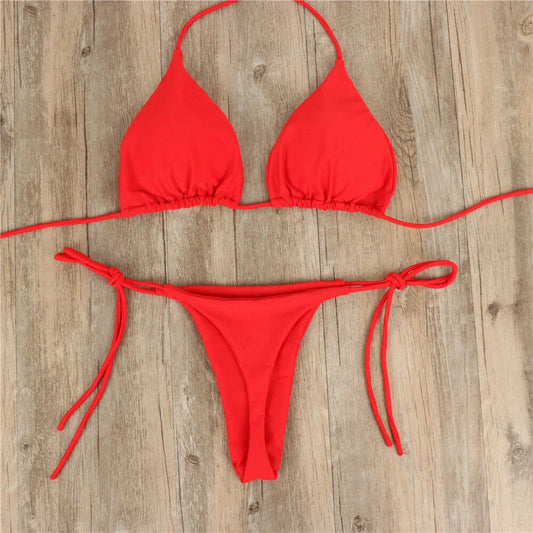 Women Bikini Set Sexy Side Tie Thong Swimsuit Bandage Style Brazilian