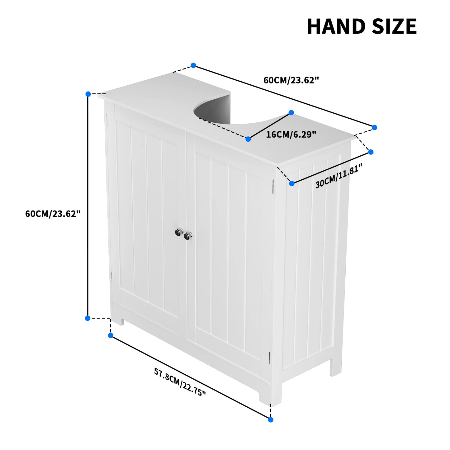 Under Sink Bathroom Cabinet,Wall Mountable&Freestanding Bathroom Cabinets Basin Cupboard with Adjustable Shelf,Space Saving