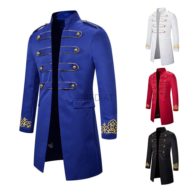 Medieval Men Military Blazer Party Uniforms Vestido Knight Prince Punk